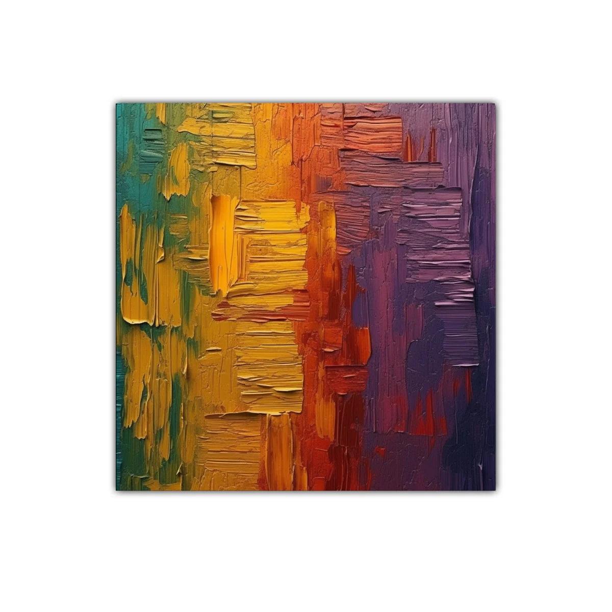 Cuadro abstracto con texturas y vibrantes tonos cálidos