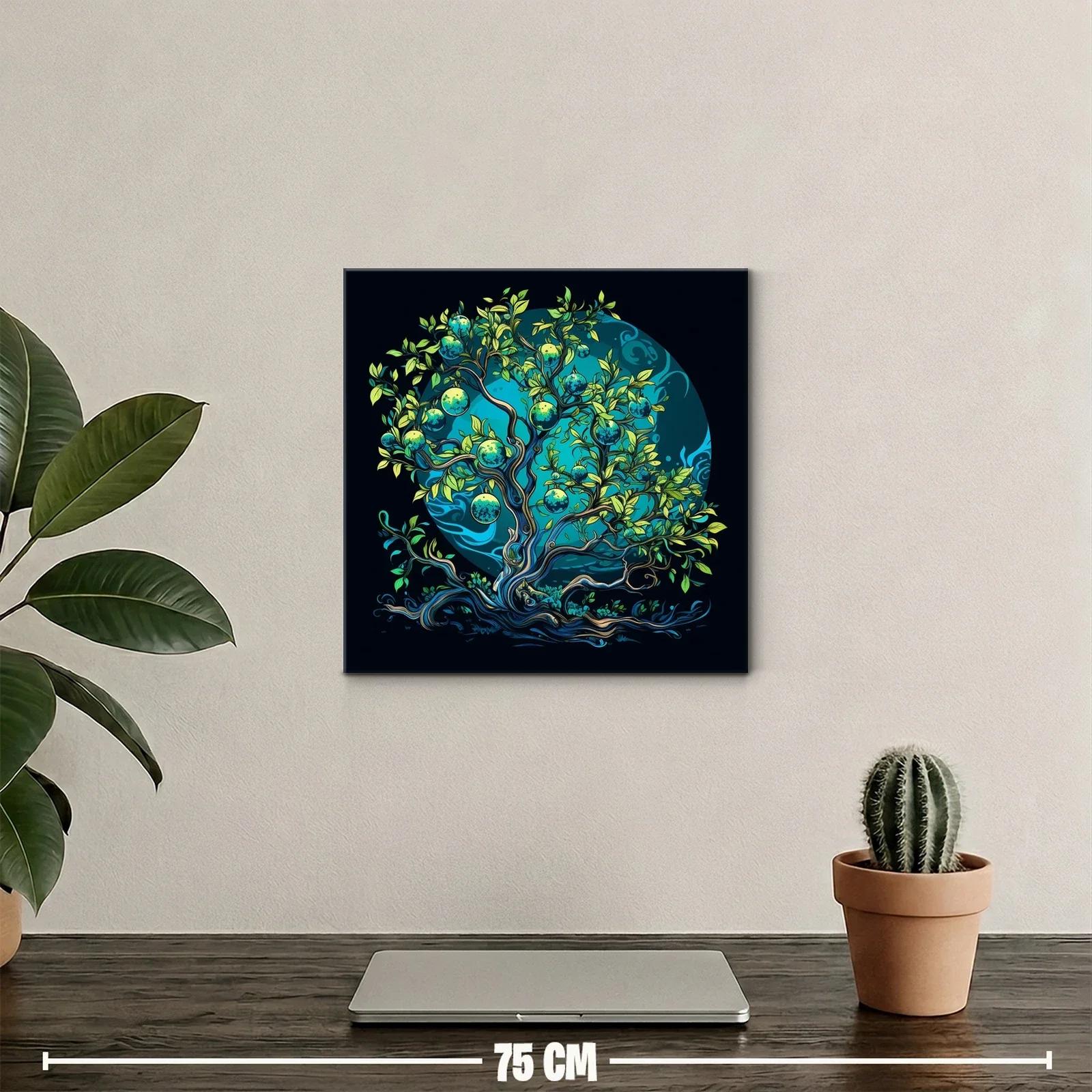 Árbol mágico con frutos azules en fondo místico — miniatura 2