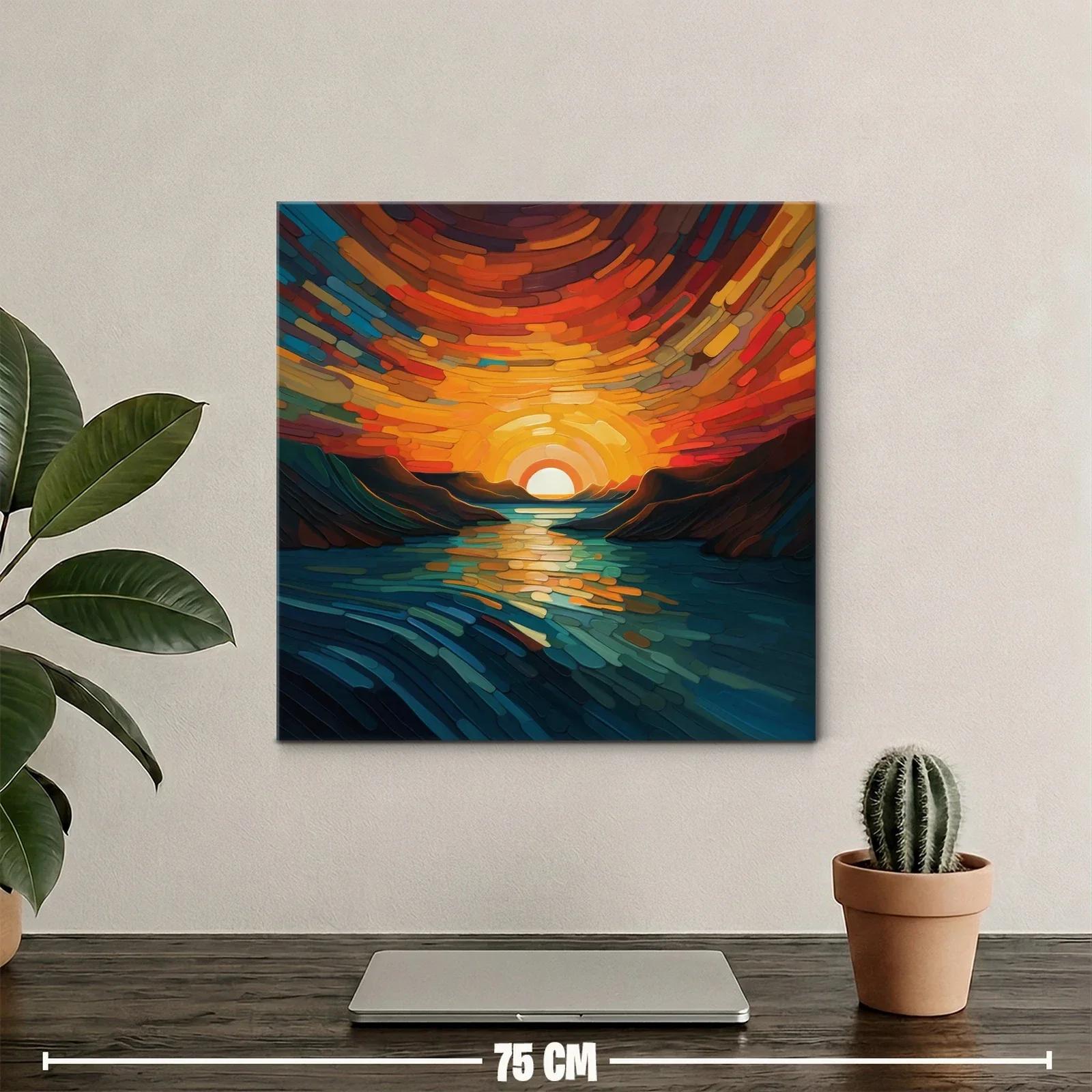 Esplendoroso atardecer entre montañas y río sereno — miniatura 2