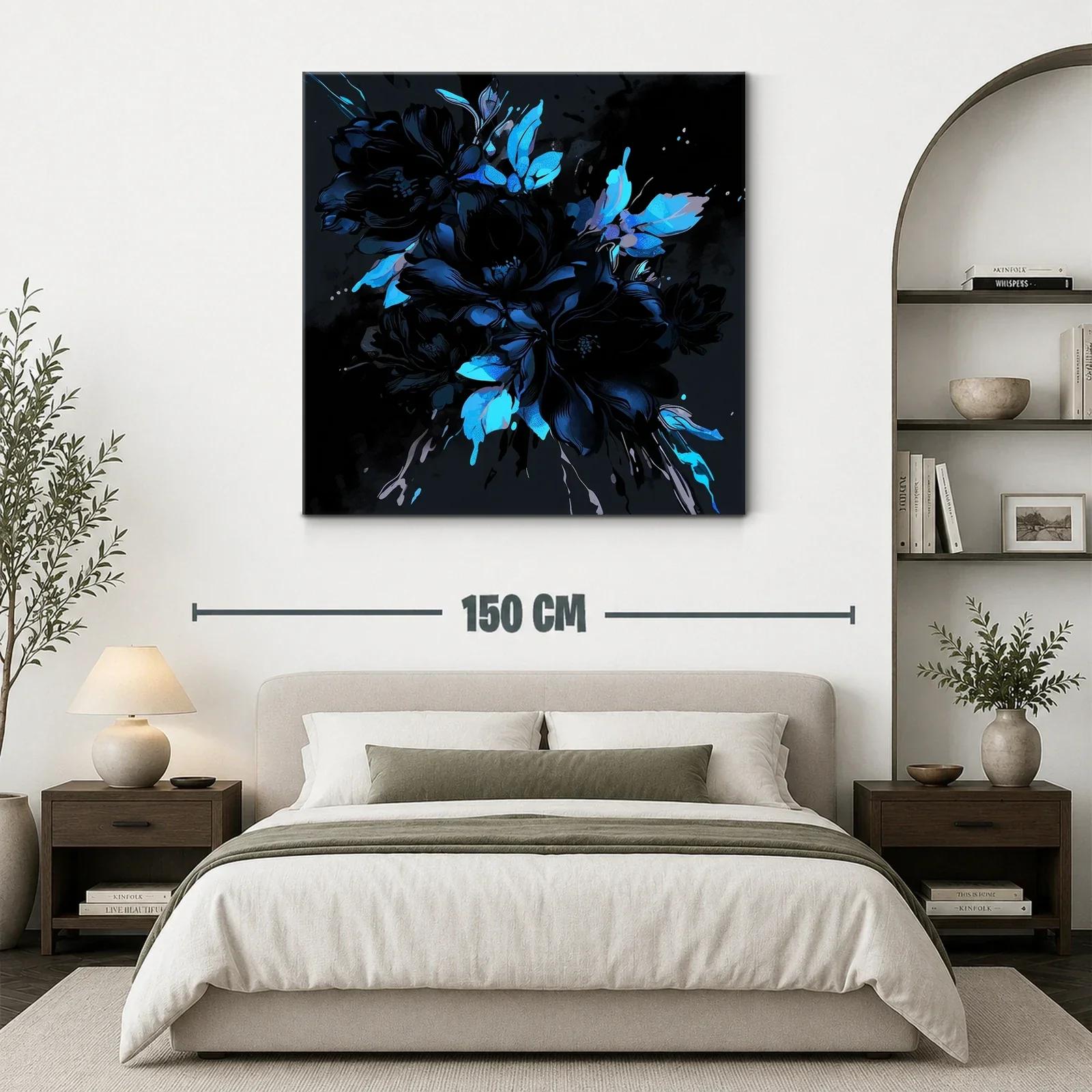 Elegancia floral en tonos oscuros y azules vibrantes — miniatura 3