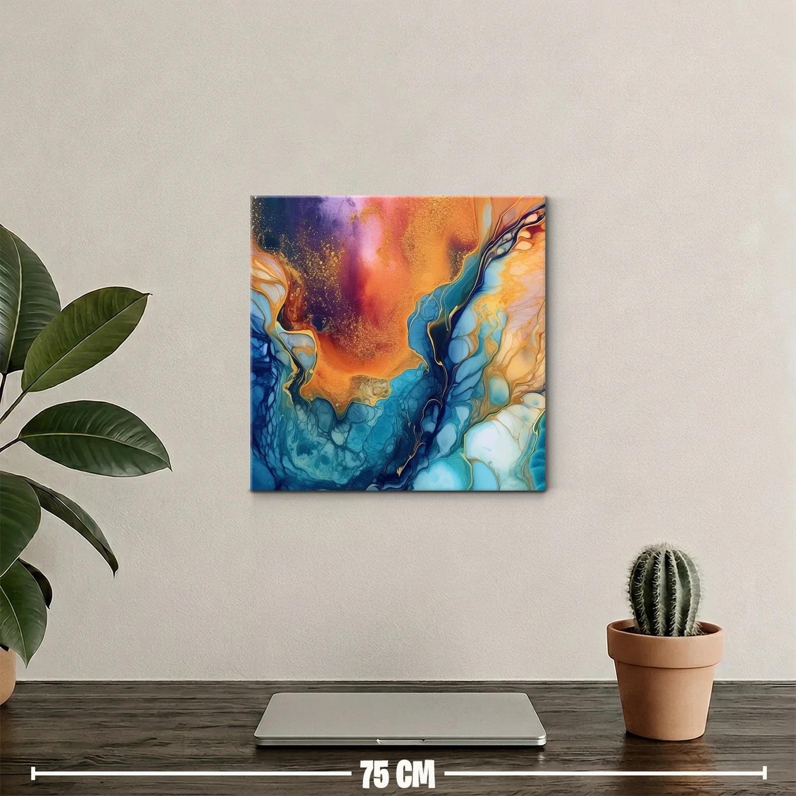 Composición abstracta con vibrantes tonos cálidos y fríos — miniatura 2