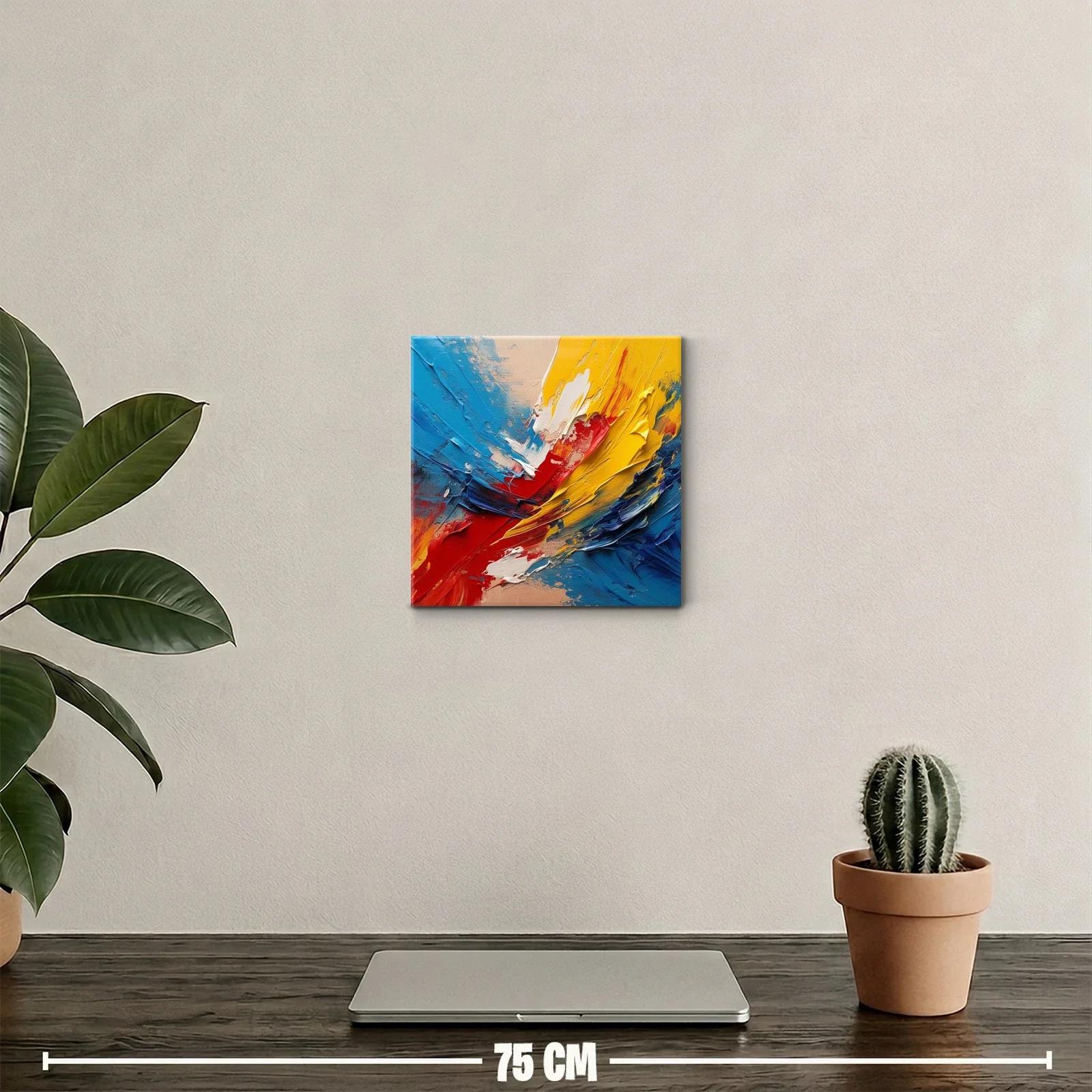 Cuadro abstracto con vibrantes tonos primarios y texturas dinámicas — miniatura 2