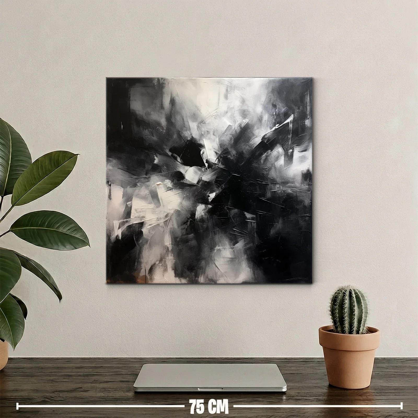 Cuadro abstracto en blanco y negro con impacto visual — miniatura 2