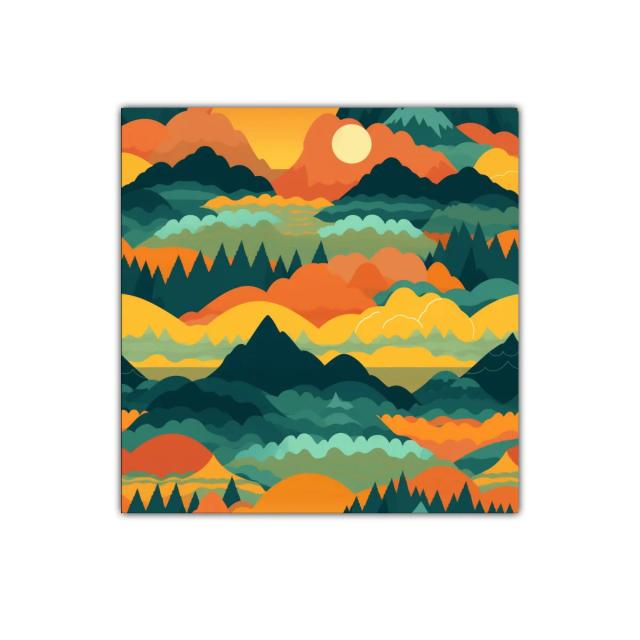 Paisaje abstracto de montañas con colores cálidos y vibrantes