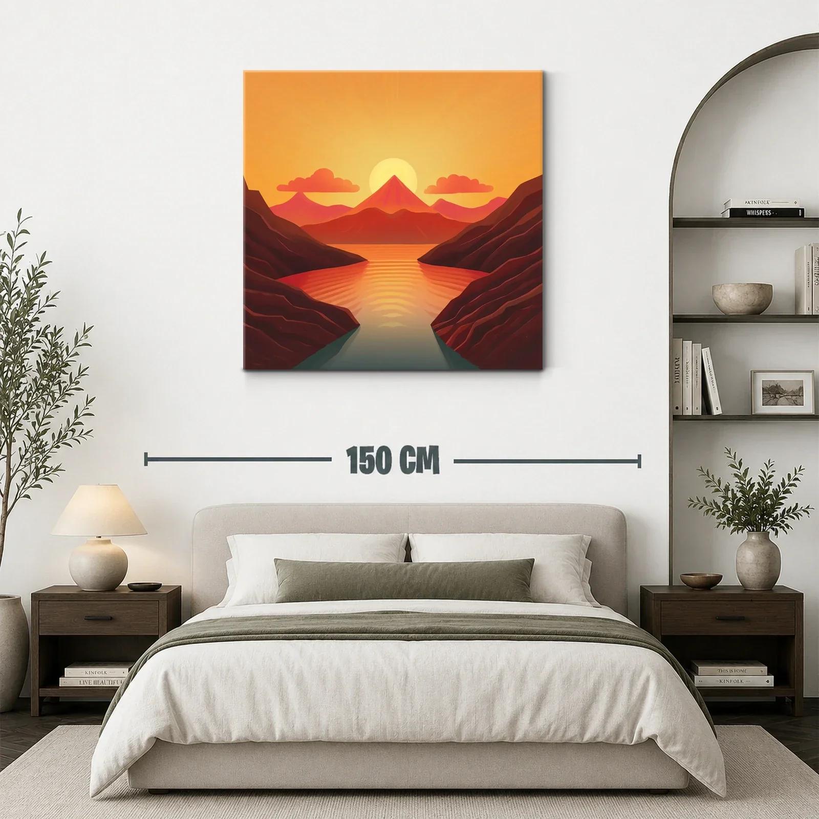 Paisaje cálido con montaña y lago al atardecer — miniatura 3