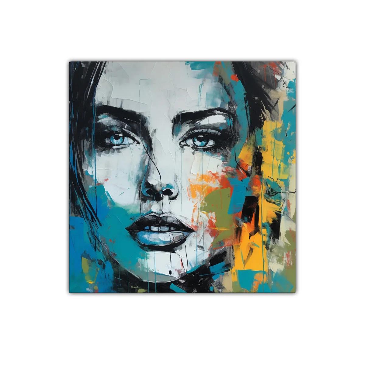 Retrato abstracto femenino con tonos vibrantes