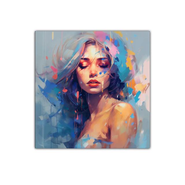 Retrato femenino en tonos vibrantes y expresivos