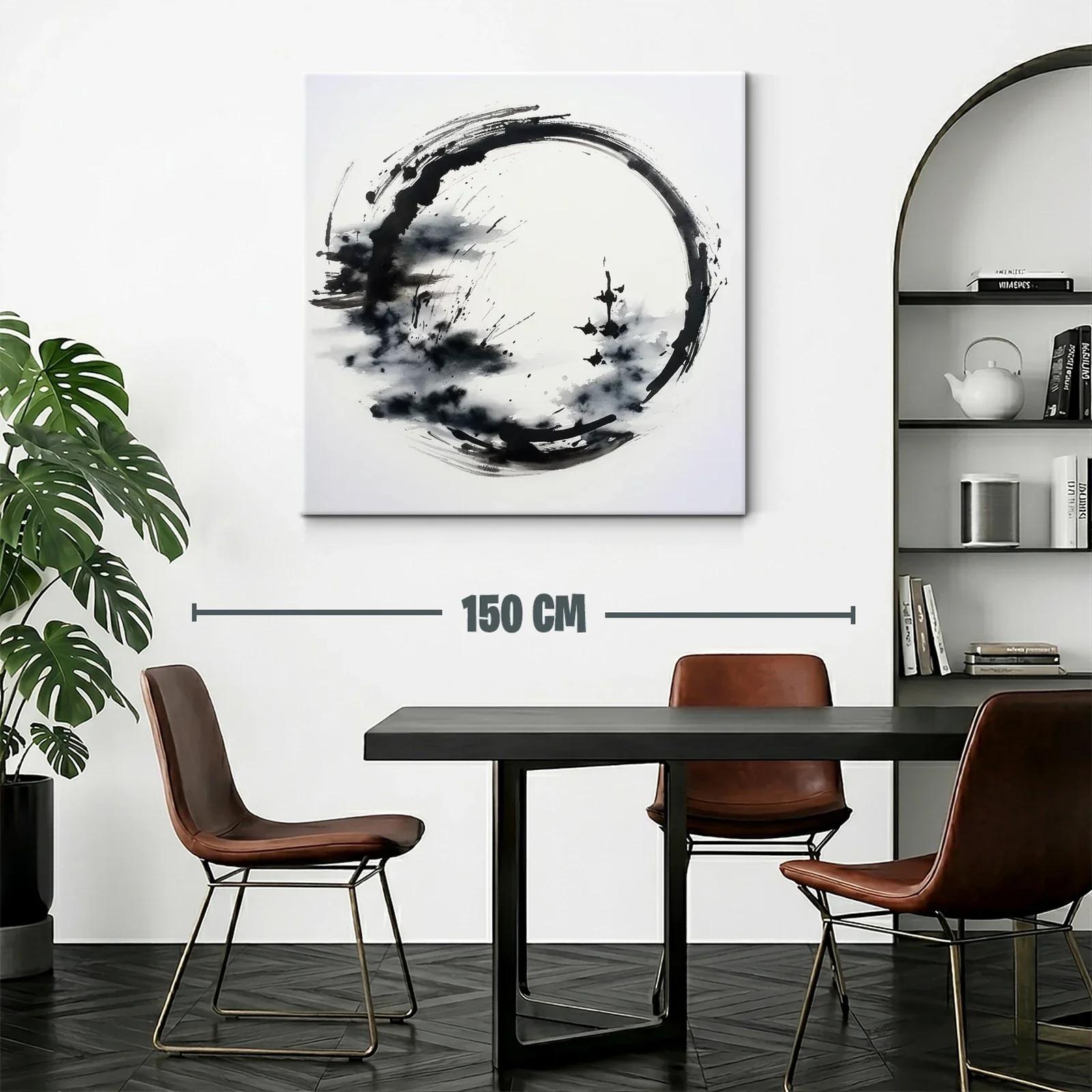 Cuadro círculo zen en blanco y negro para espacios modernos — miniatura 2