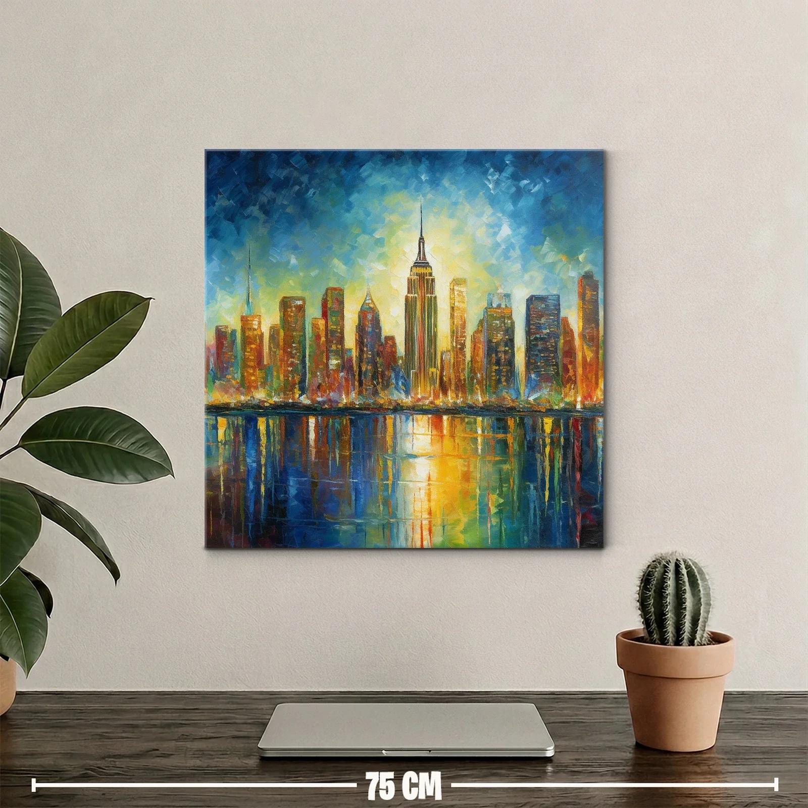 Atardecer vibrante sobre skyline urbano reflejado en el agua — miniatura 2