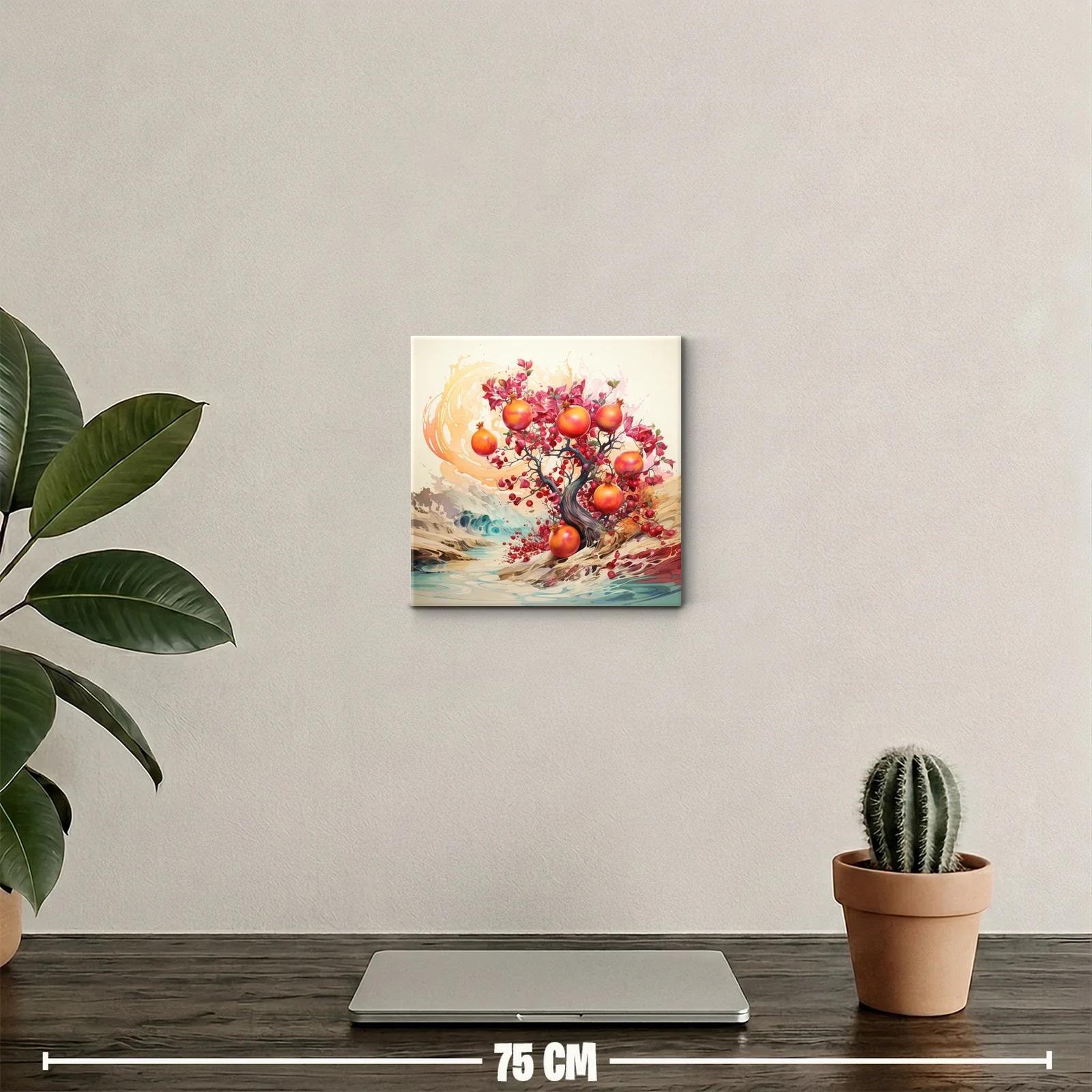 Cuadro decorativo árbol frutal con granadas vibrantes — miniatura 2