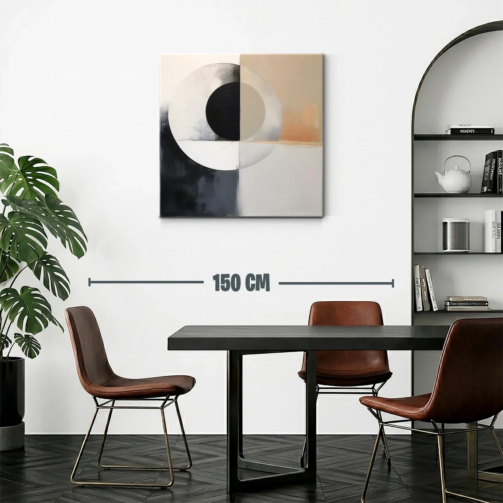 Cuadro Abstracto con Círculos y Tonos Neutros — miniatura 2