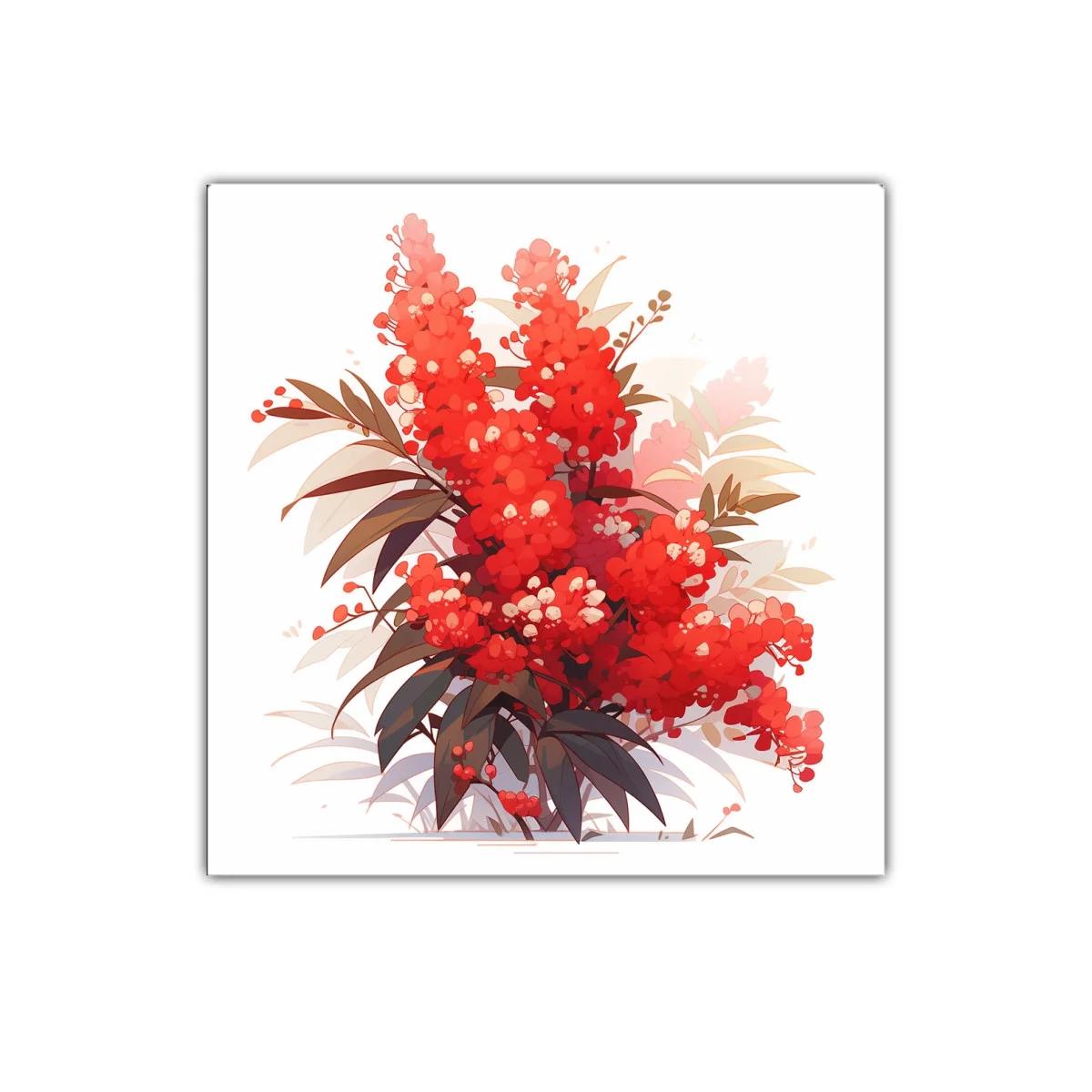 Ramillete de flores rojas vibrantes con hojas delicadas