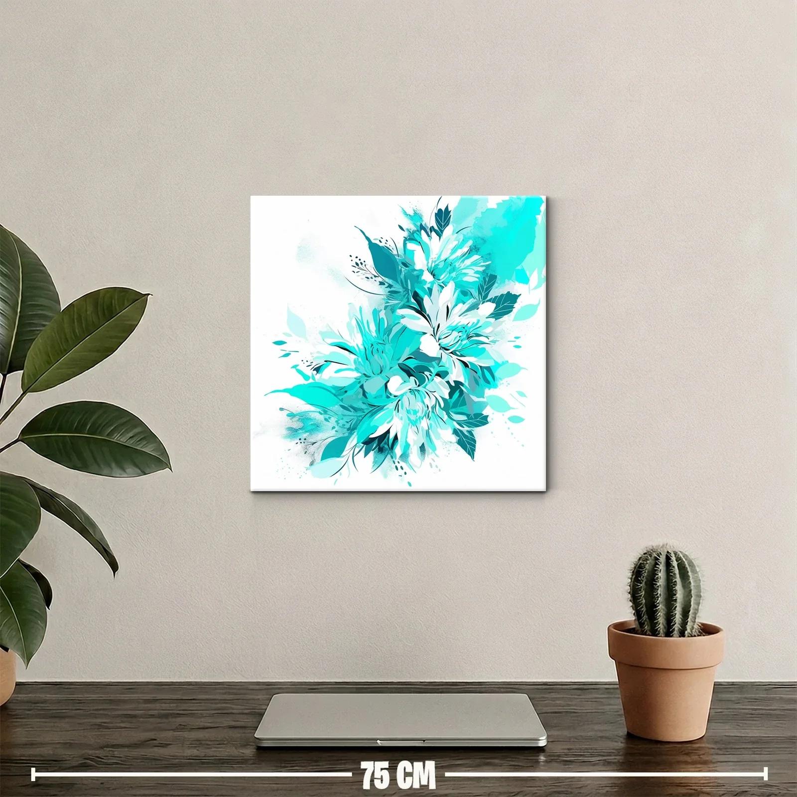 Composición floral en tonos turquesa y blanco vibrante — miniatura 2