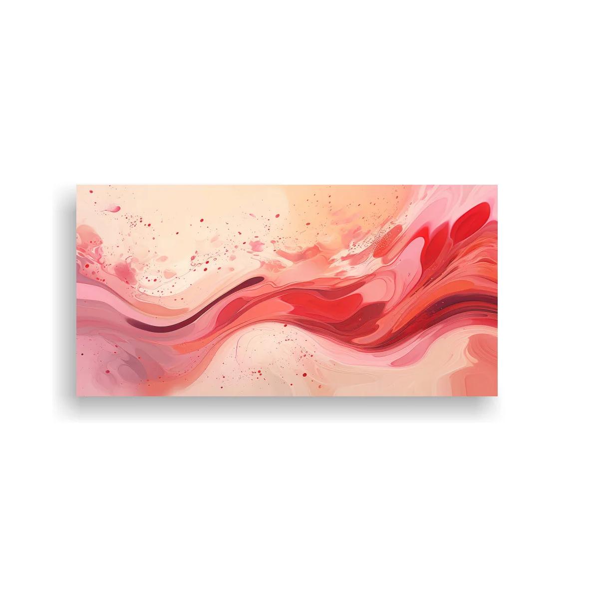 Cuadro ondas fluidas en rojo y rosa con trazo sinuoso