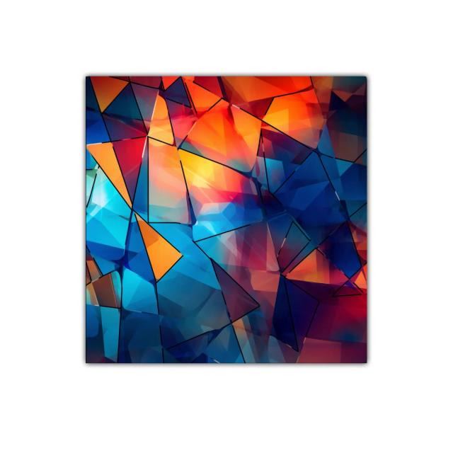 Cuadro abstracto en tonos vibrantes con formas geométricas