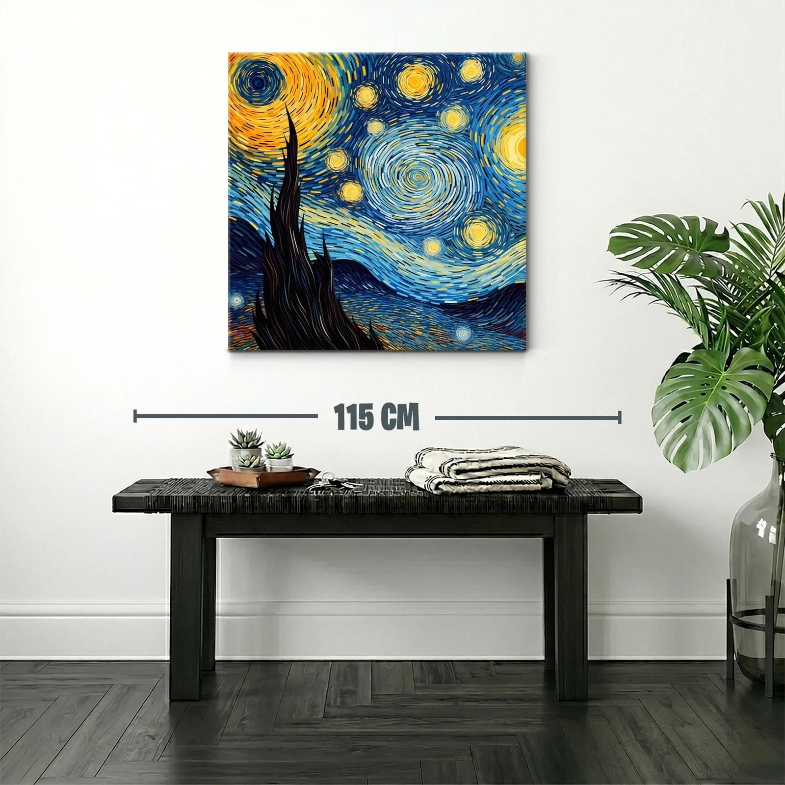 Cuadro nocturno con cielo estrellado en tonos vibrantes — miniatura 2
