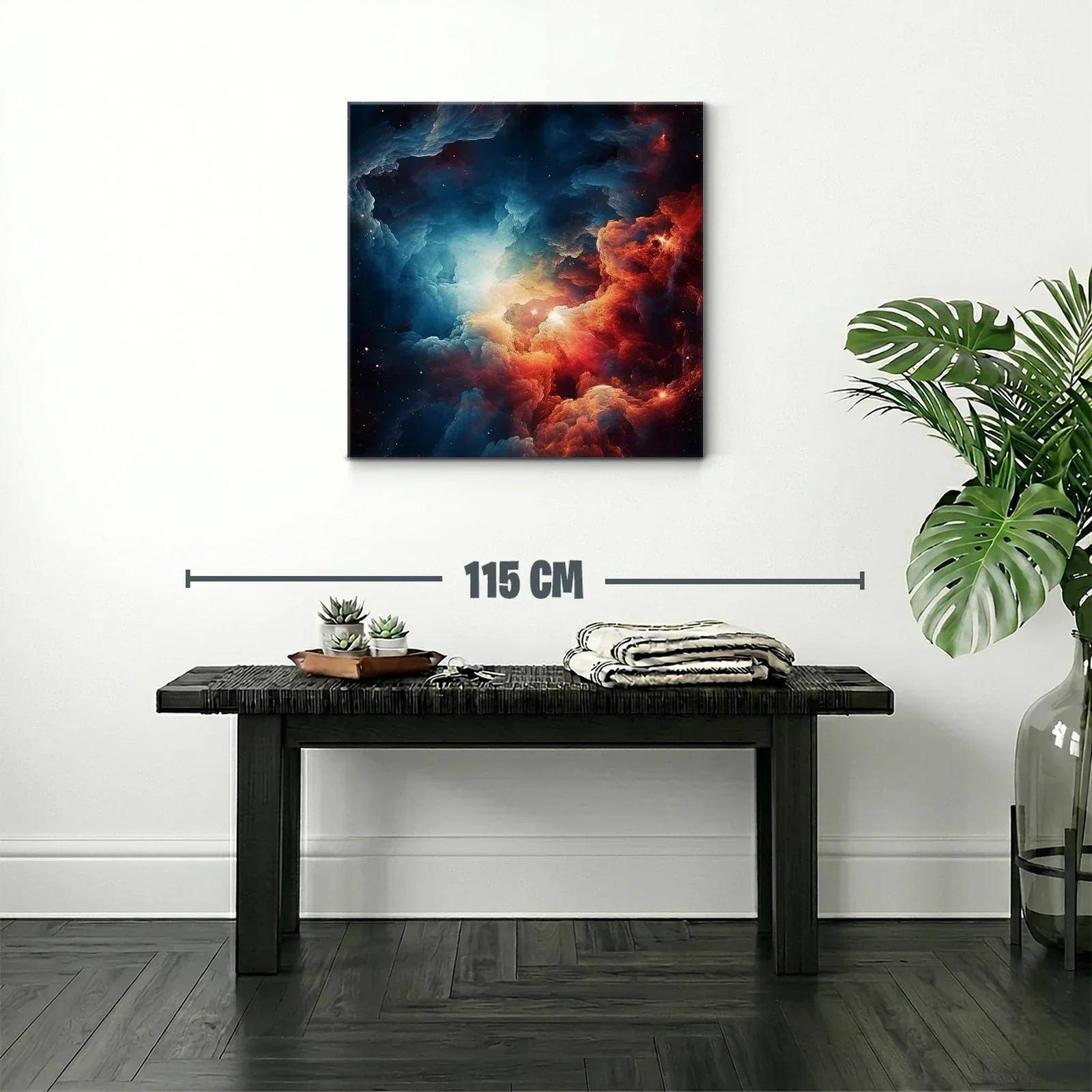 Cuadro abstracto con explosión cósmica en tonos intensos — miniatura 2