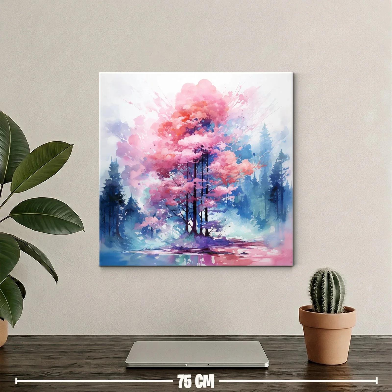 Árbol en tonos rosas y azules creando atmósfera serena — miniatura 2