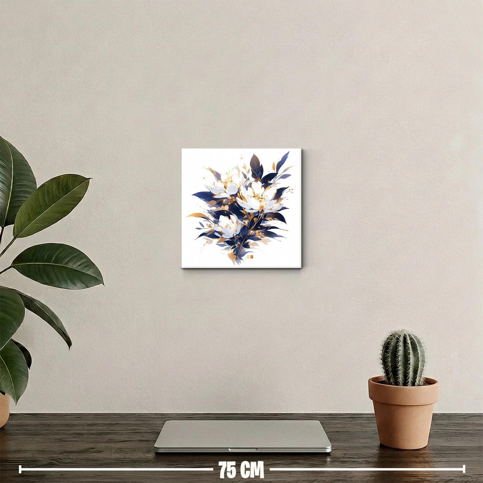 Ramo elegante de flores blancas con hojas azules y doradas — miniatura 2