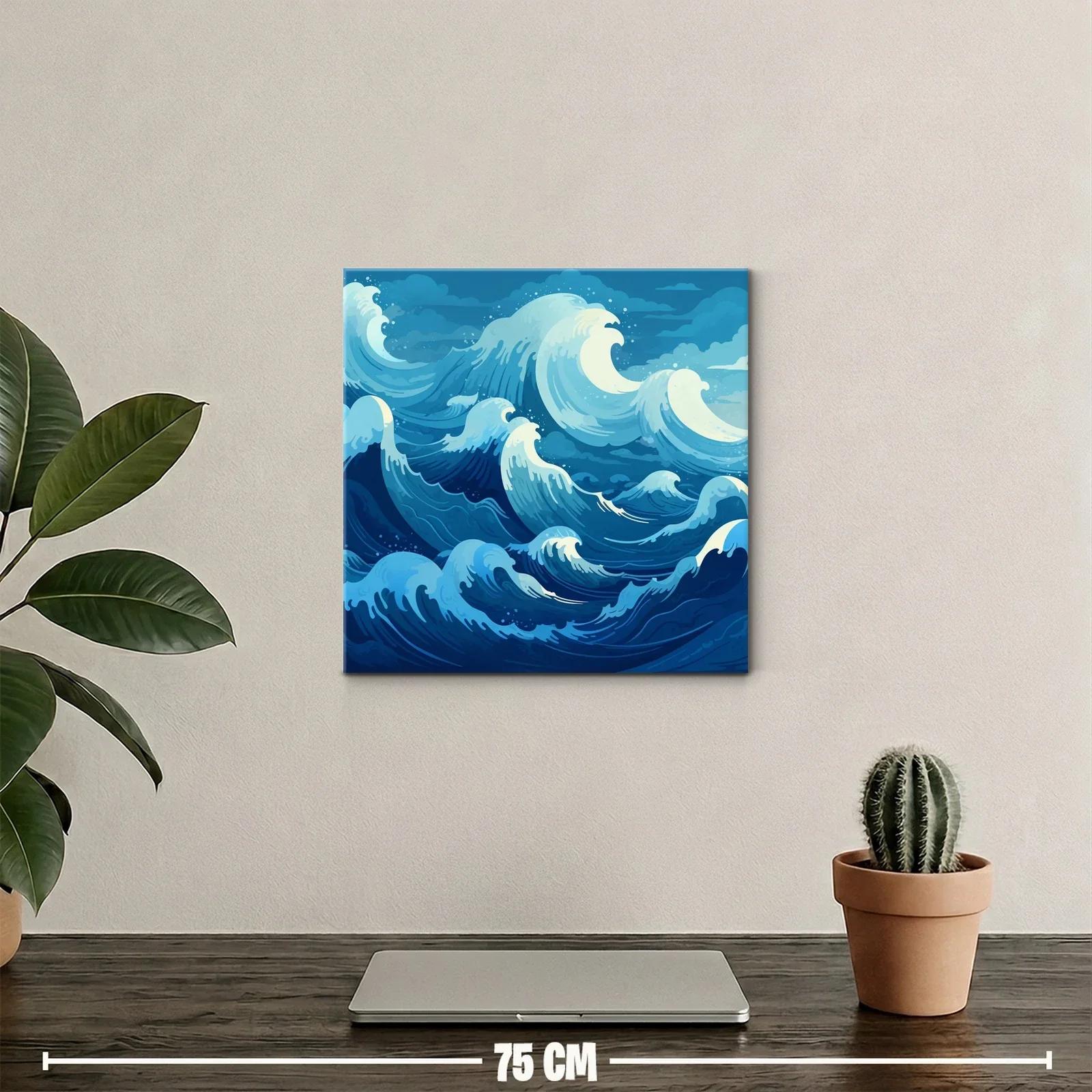 Dinámico cuadro de olas marinas en tonos azules vibrantes — miniatura 2