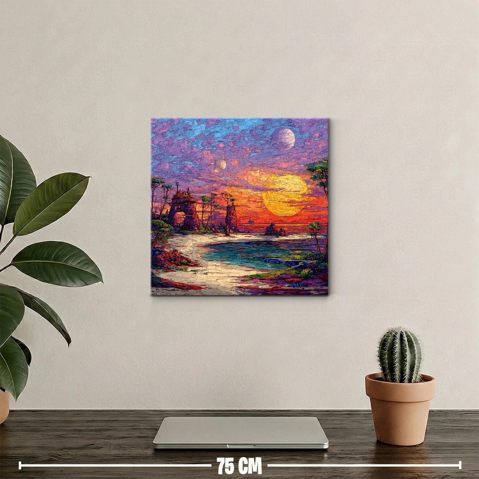 Paisaje Onírico con Dos Lunas al Atardecer — miniatura 2
