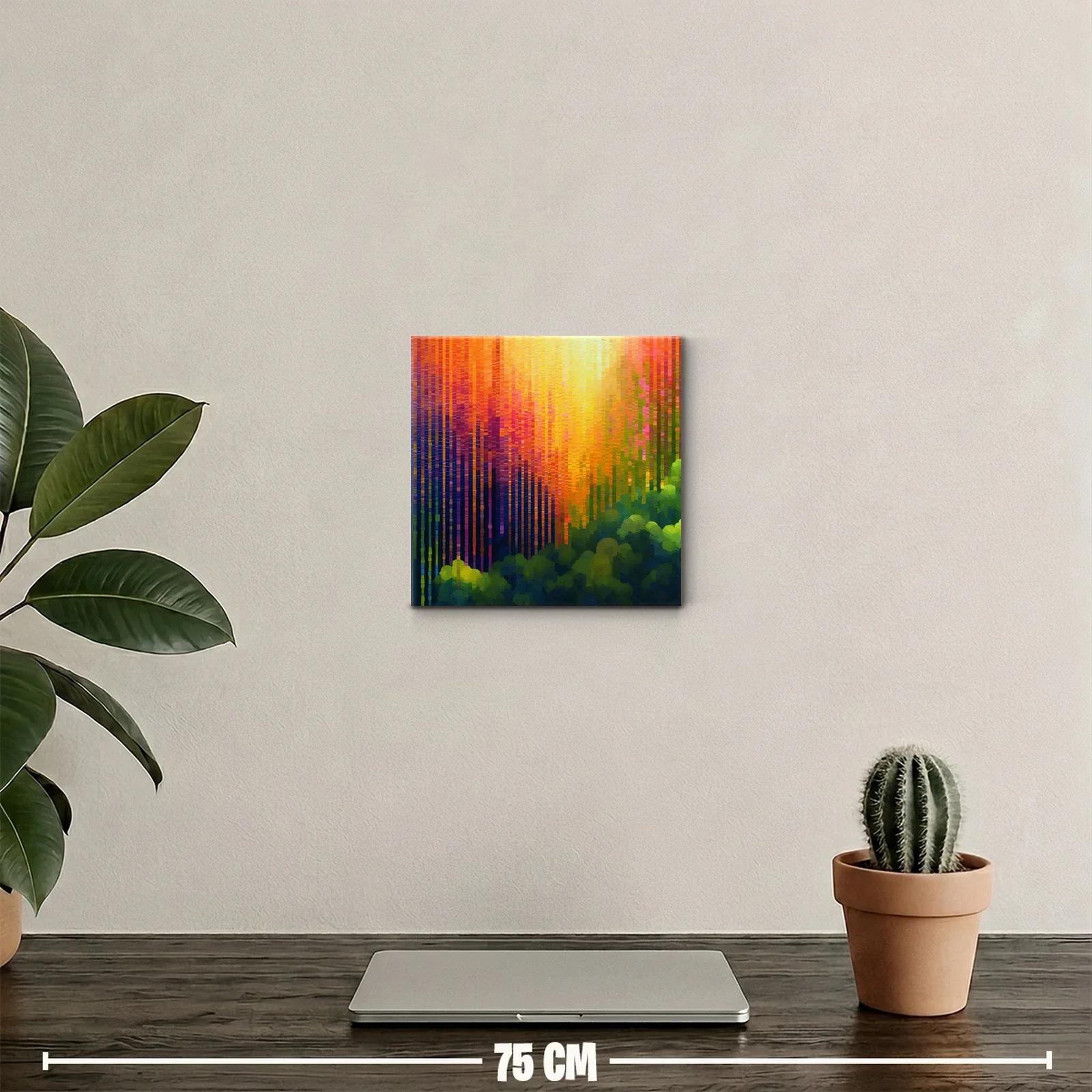 Cuadro abstracto con vibrantes tonos cálidos y verdes — miniatura 2