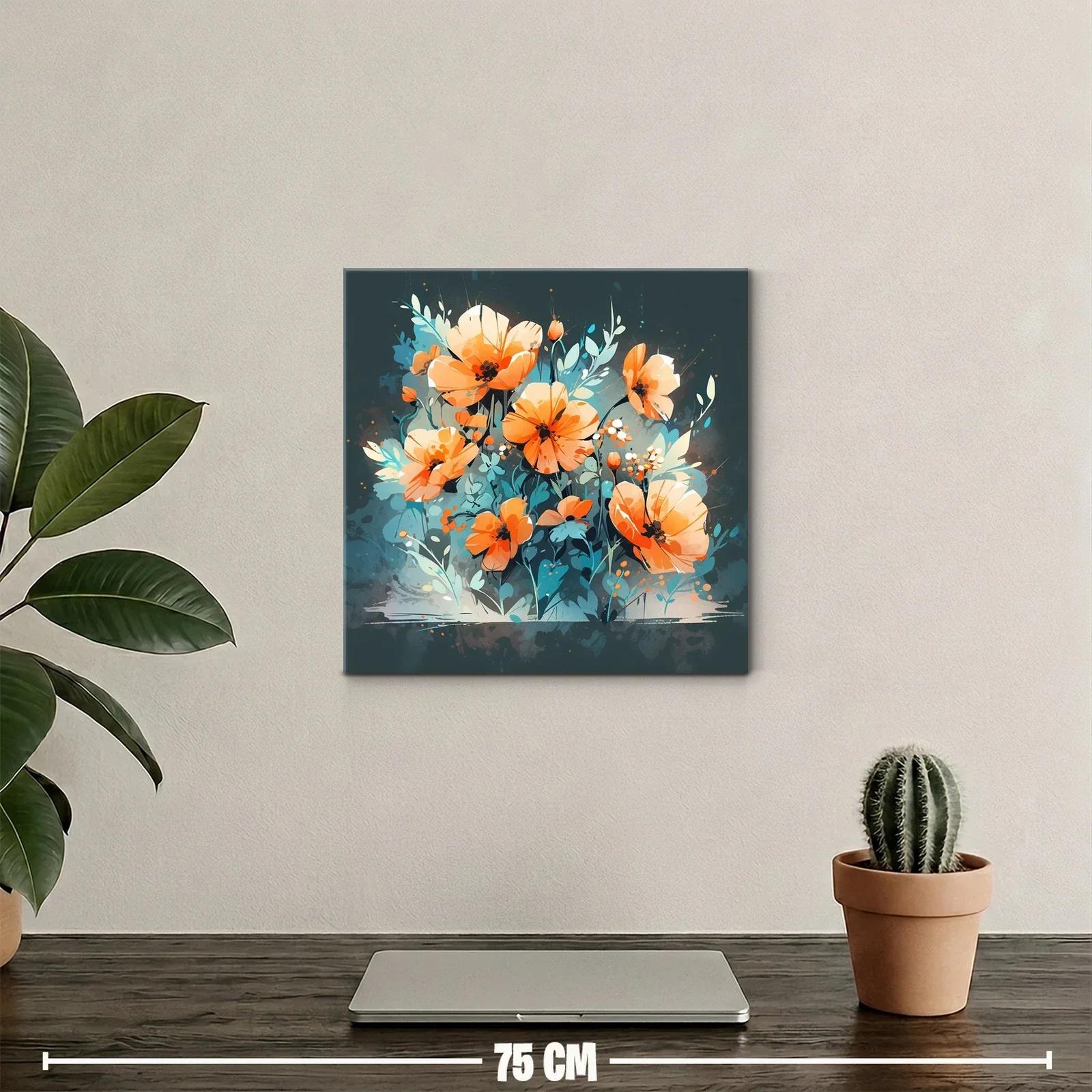 Flores naranjas vibrantes sobre fondo azul profundo — miniatura 2
