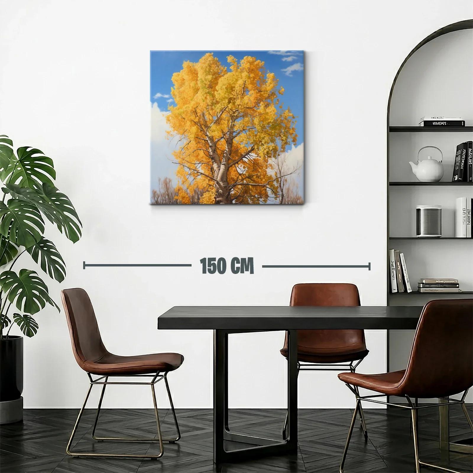 Arbol otoñal con follaje dorado y cielo azul — miniatura 2