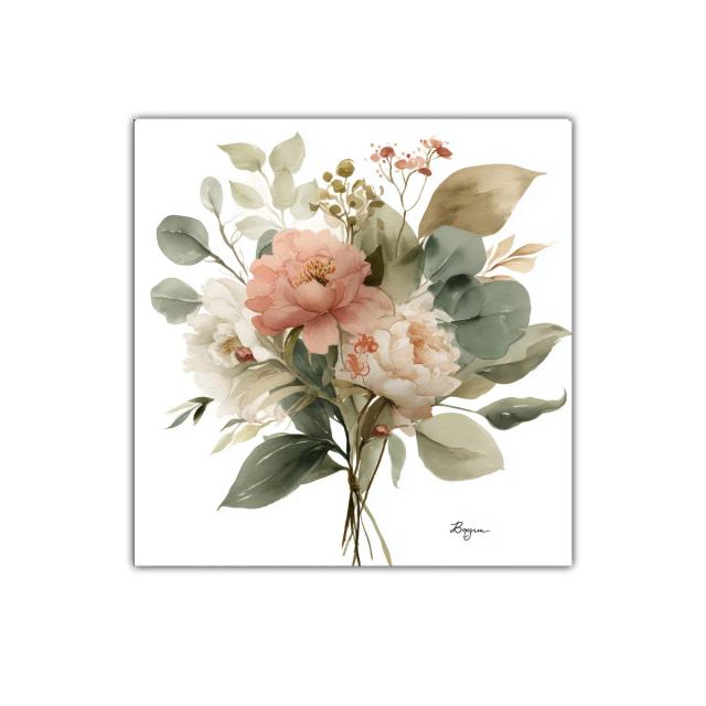 Ramo delicado de flores en tonos suaves y naturales