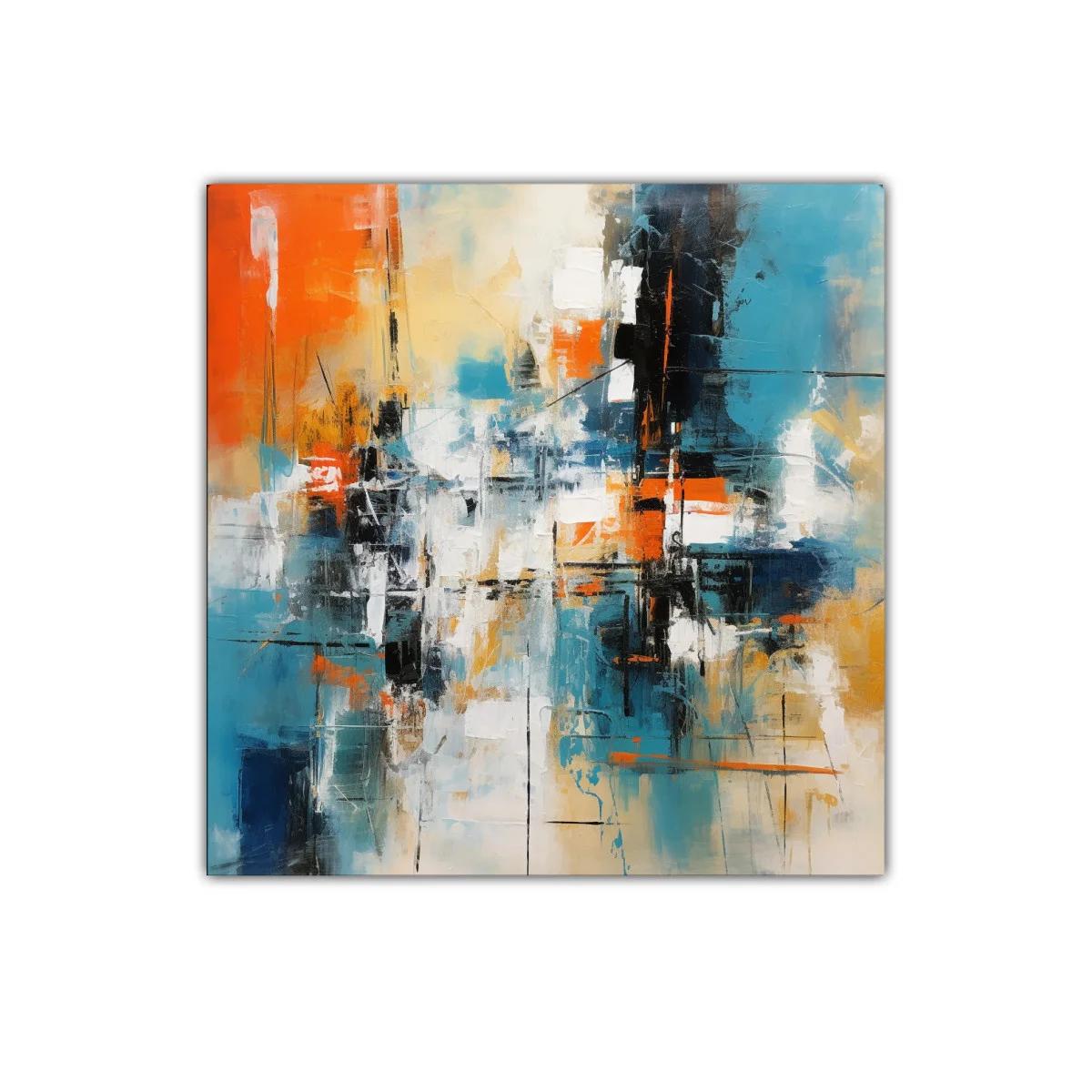 Composición abstracta con tonos cálidos y fríos vibrantes — imagen principal