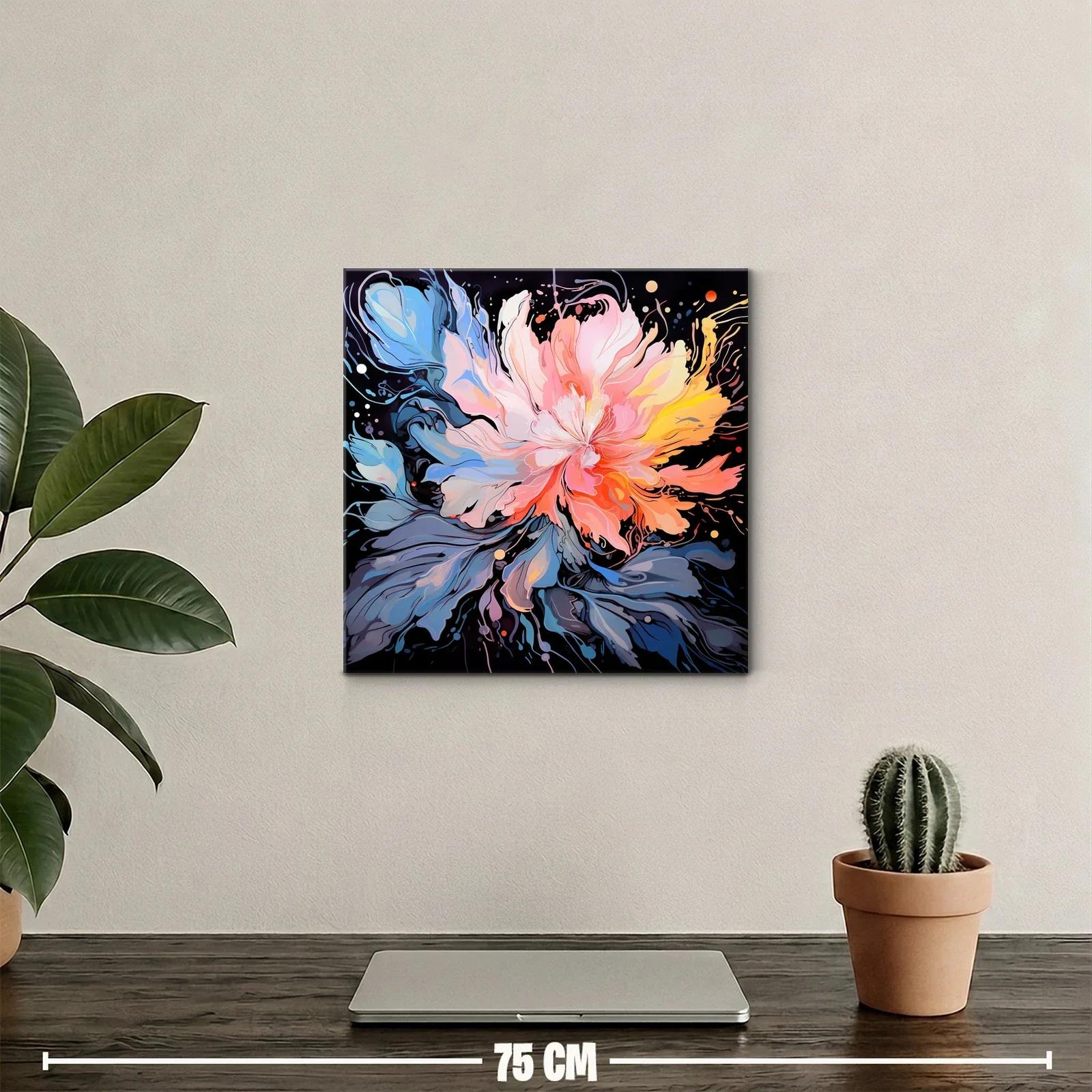 Cuadro floral abstracto con paleta vibrante y dinámica — miniatura 2