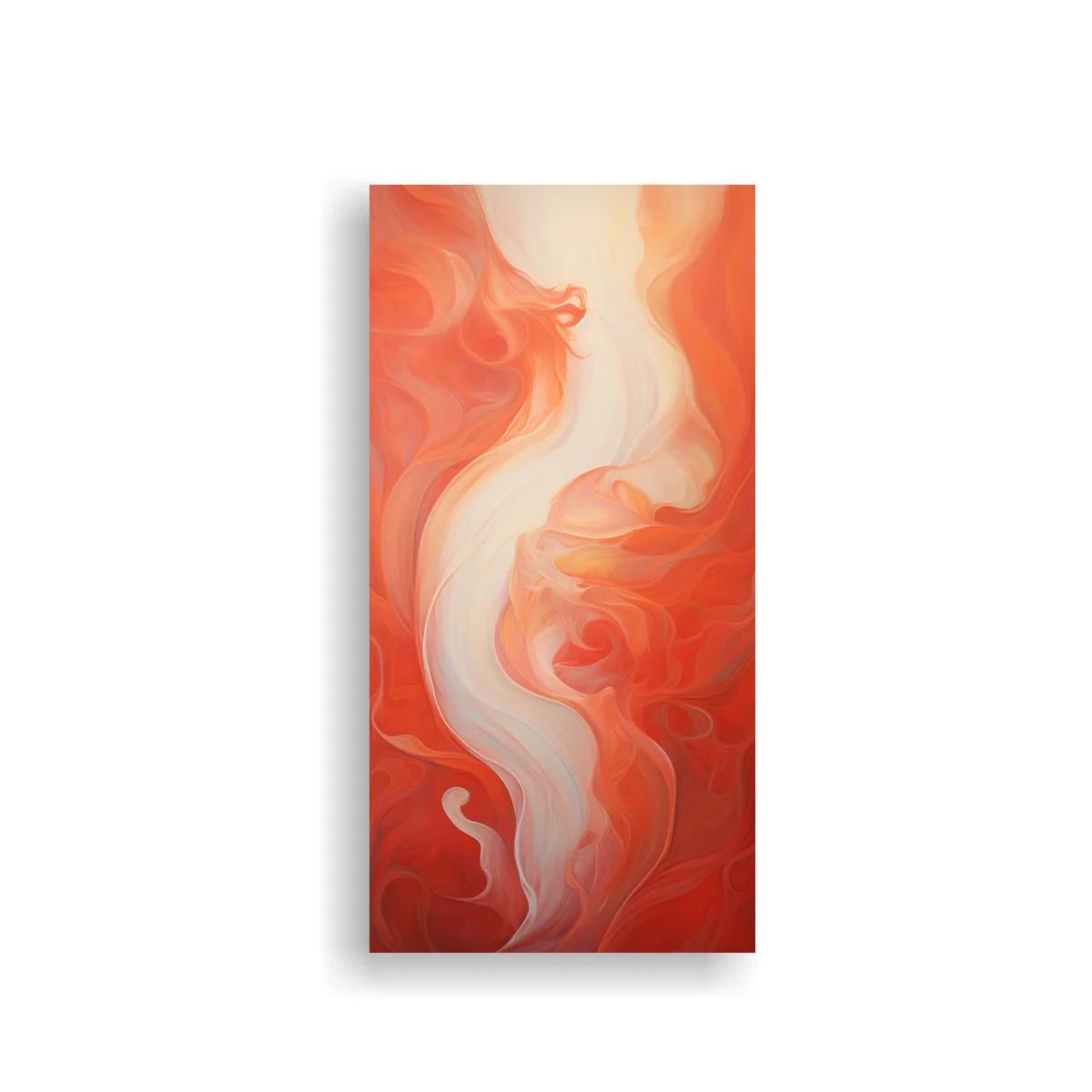 Cuadro formas fluidas en remolino con velos coral y rojos