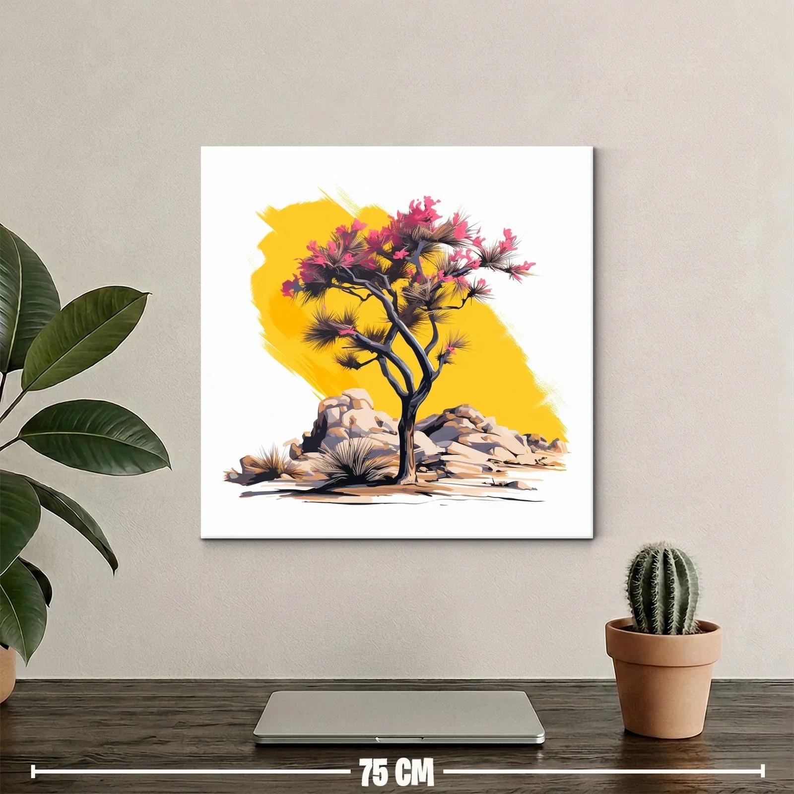 Árbol floreciente con fondo amarillo vibrante — miniatura 2