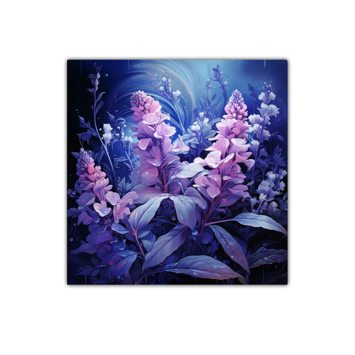 Elegancia floral en tonos malva y azul profundo — imagen principal