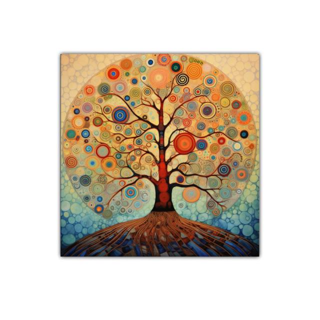 Árbol de la Vida con Círculos de Colores Vibrantes
