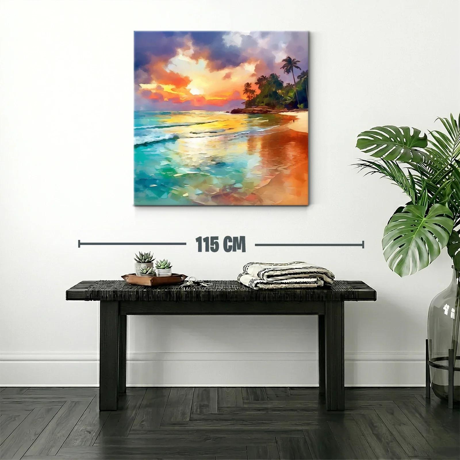Atardecer tropical con palmeras y mar tranquilo — miniatura 2