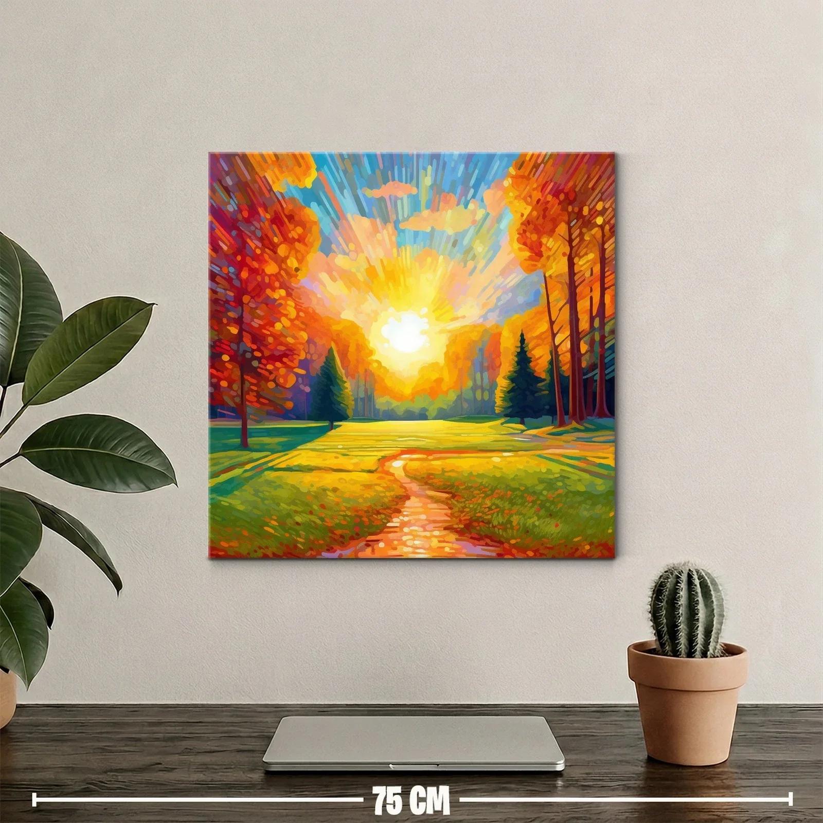 Camino iluminado por el sol entre árboles otoñales — miniatura 2