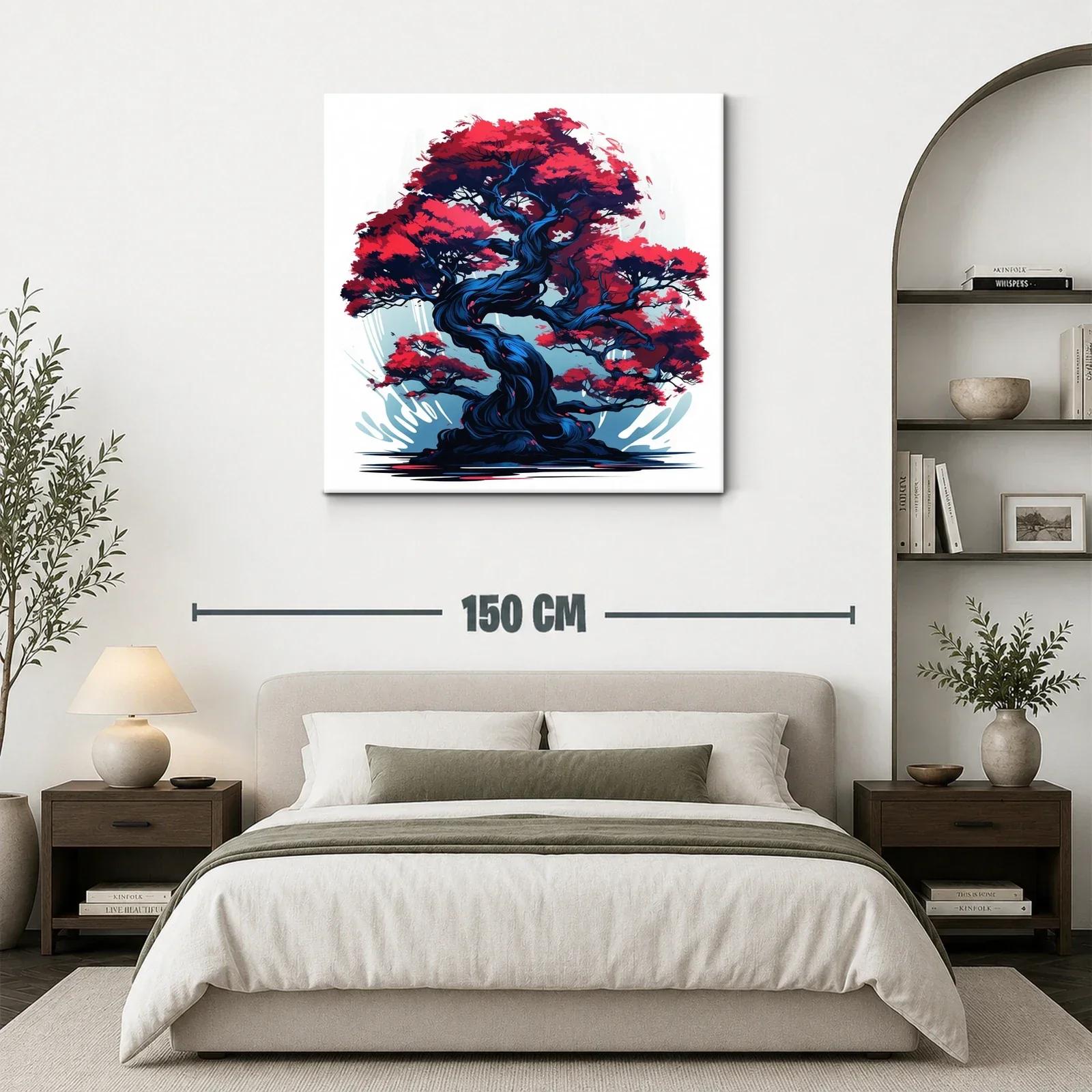 Árbol elegante con follaje rojo vibrante y tronco azul oscuro — miniatura 3