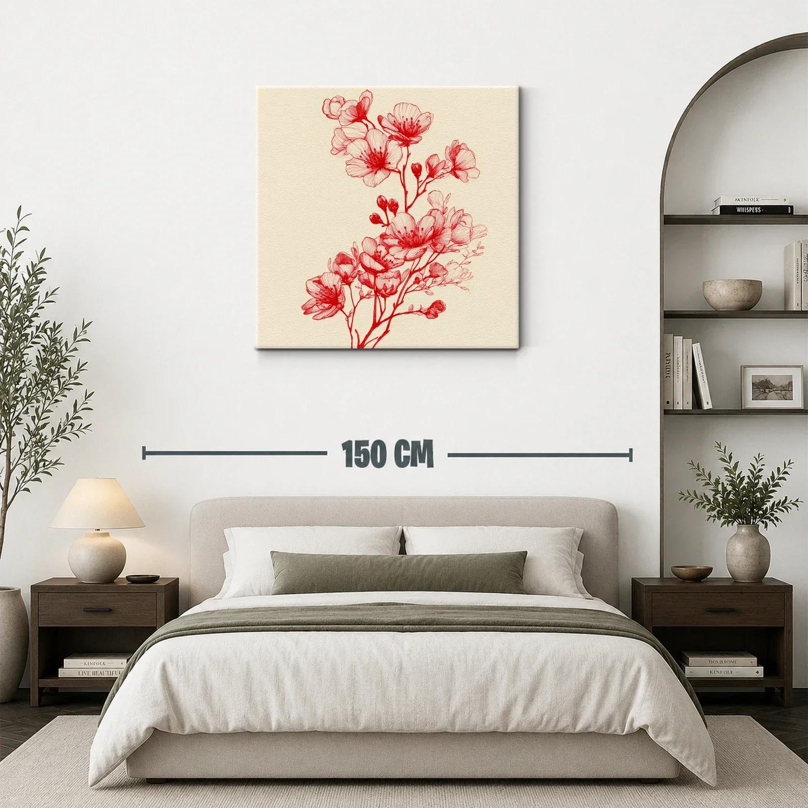Delicada ilustración floral en tonos rojos vibrantes — miniatura 3