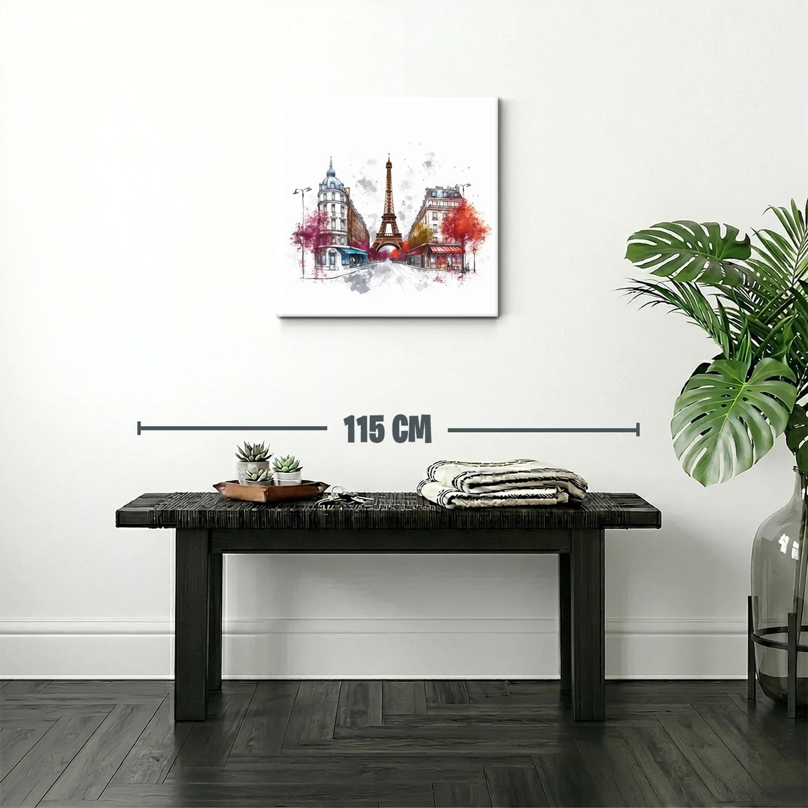 Ilustración urbana con la Torre Eiffel y fachadas parisinas — miniatura 2