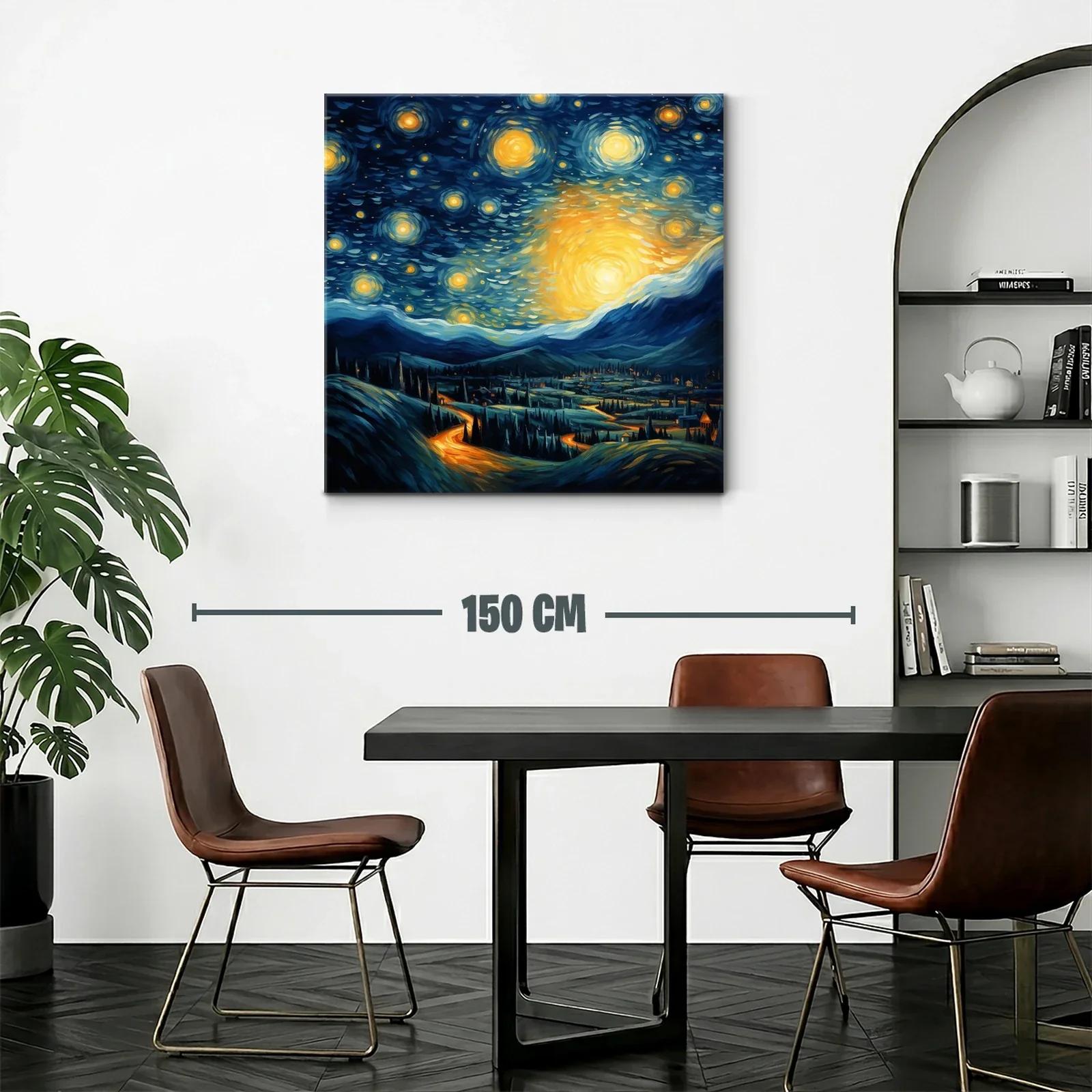 Paisaje nocturno con cielo estrellado vibrante y montañas — miniatura 2