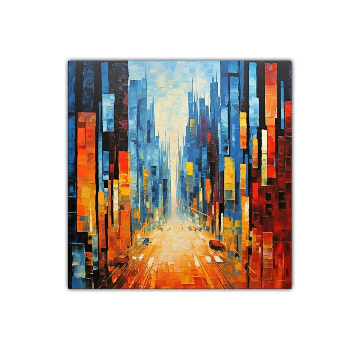 Vista urbana vibrante con luces y reflejos dorados — imagen principal