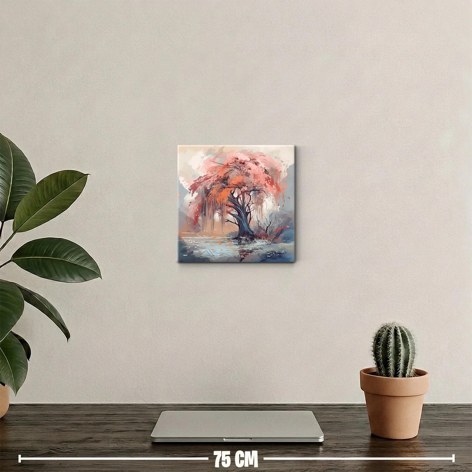 Árbol vibrante en paisaje de tonos cálidos y suaves — miniatura 2