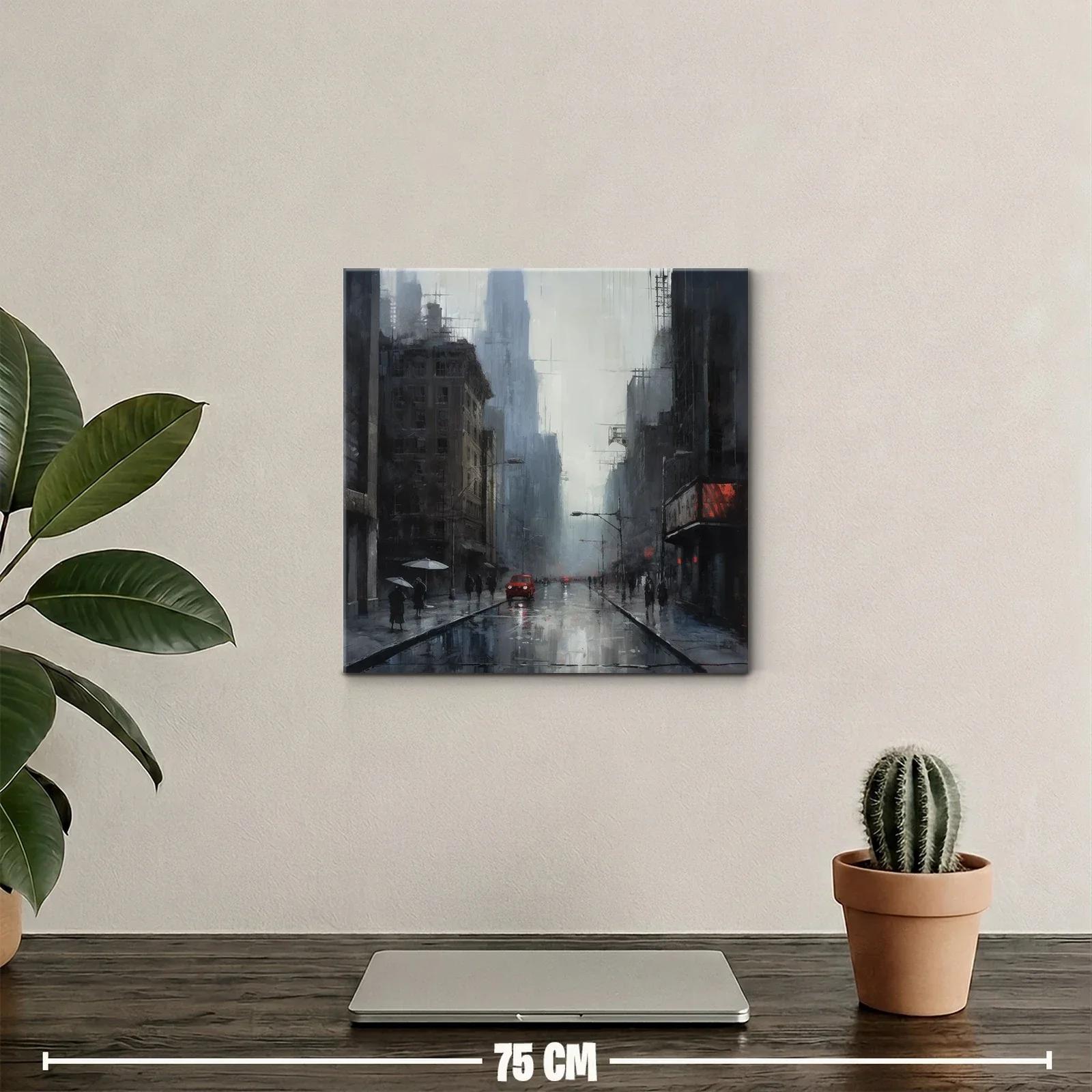 Ciudad lluviosa con contraste de luces urbanas — miniatura 2