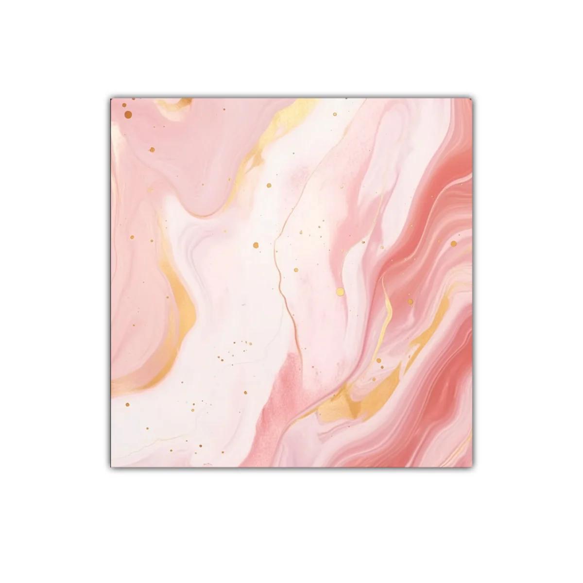 Cuadro decorativo con diseño abstracto en tonos rosa y dorado
