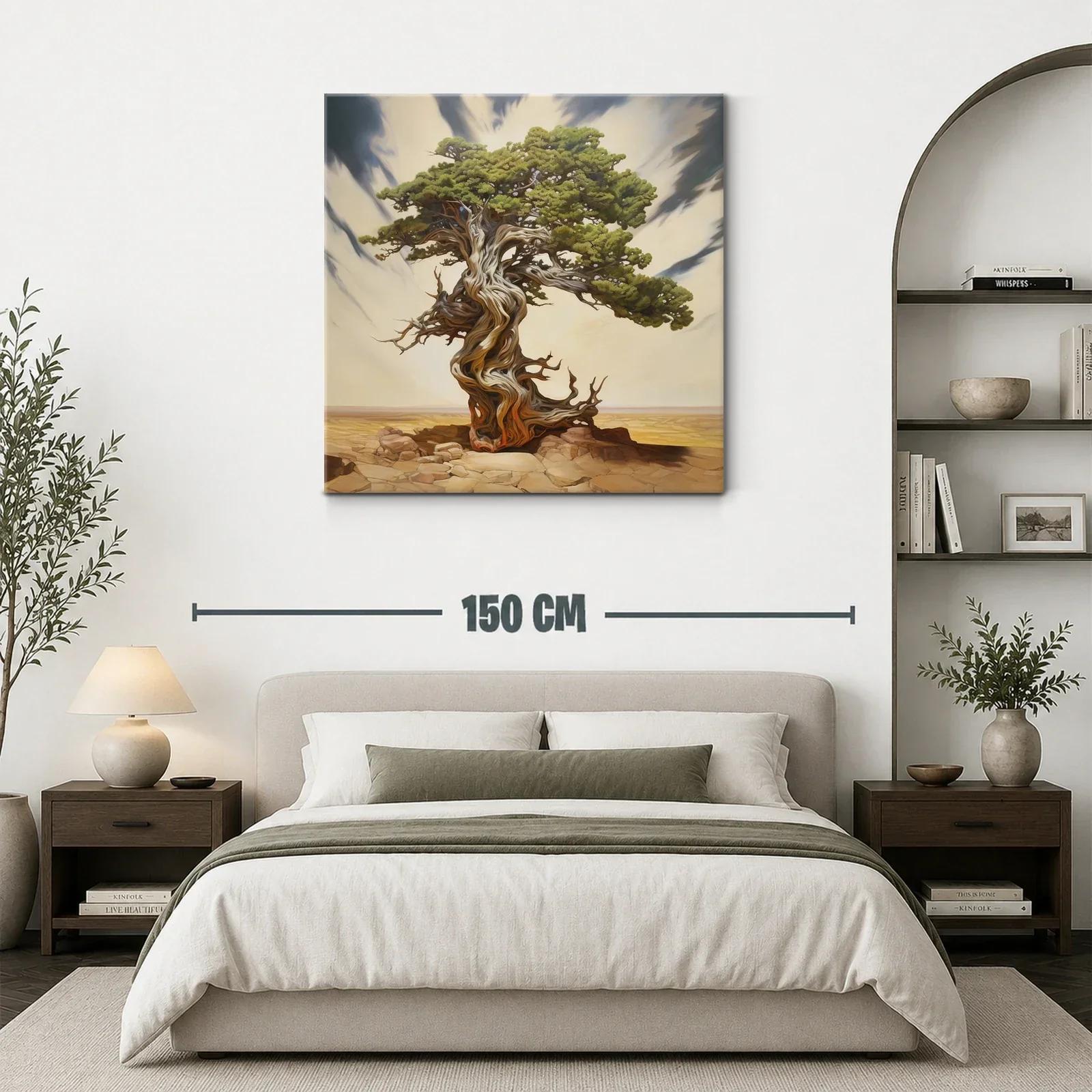 Árbol retorcido en paisaje desértico con cielo dramático — miniatura 3