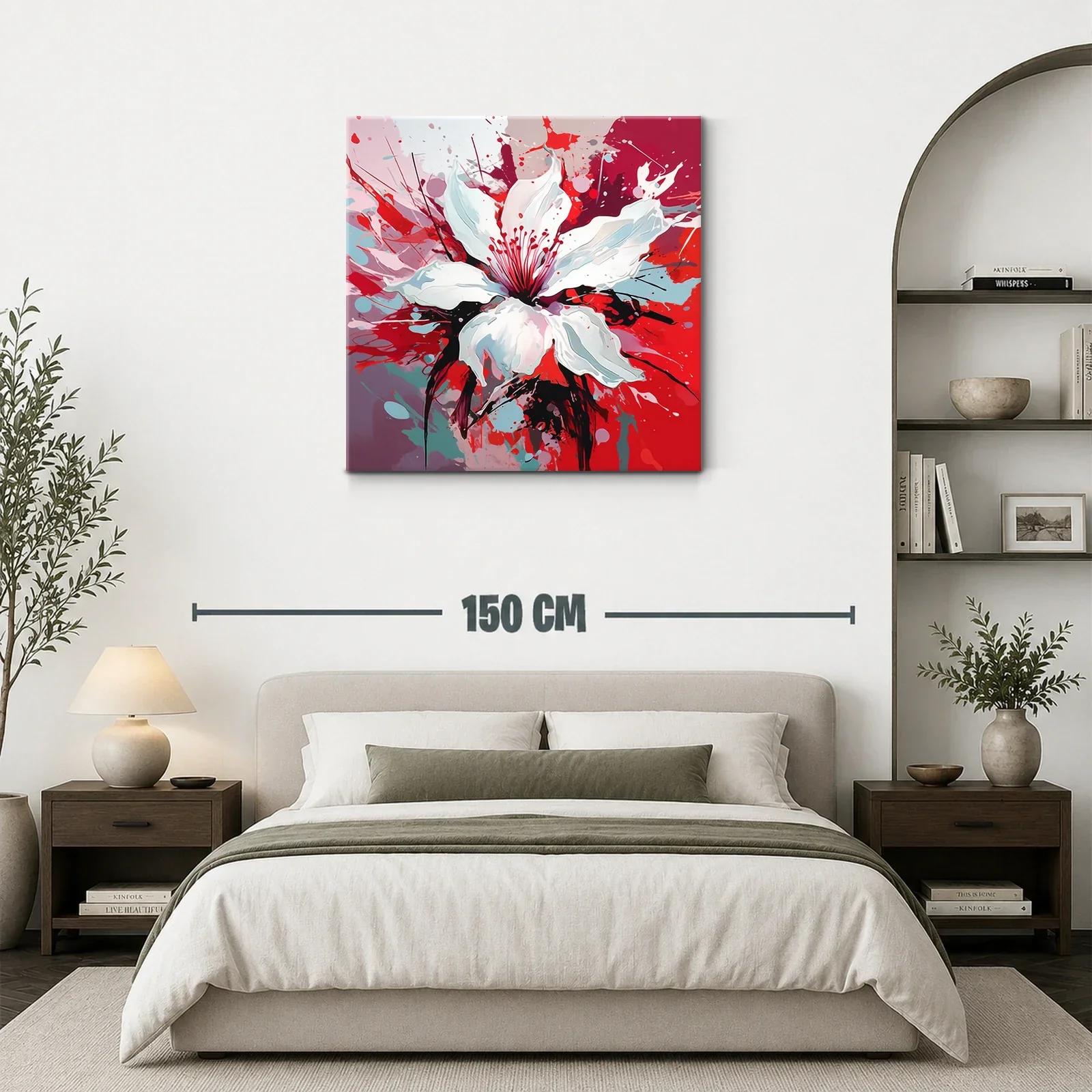 Explosión artística de flor blanca vibrante en tonos rojos — miniatura 3
