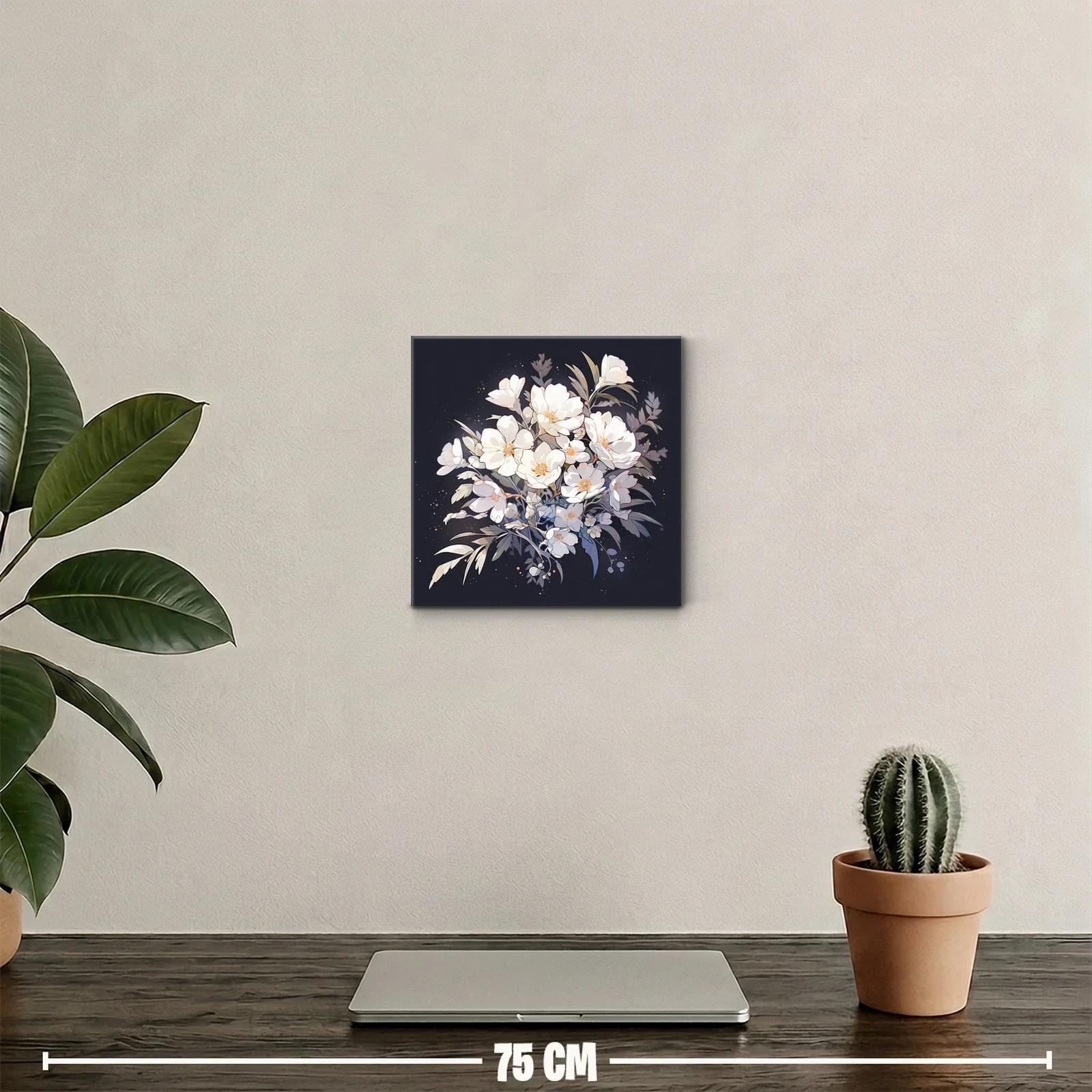 Ramo de flores blancas sobre fondo oscuro elegante — miniatura 2