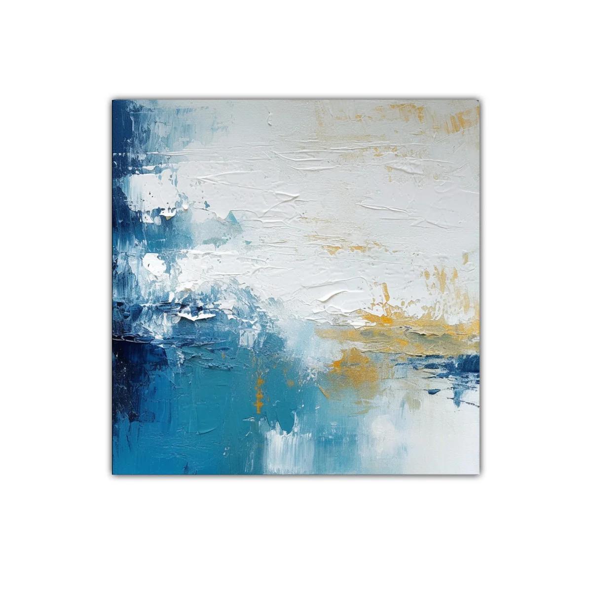 Composición abstracta en azul blanco y dorado — imagen principal