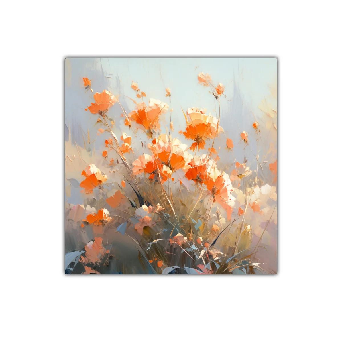 Cuadro decorativo con flores naranjas y tonos suaves — imagen principal